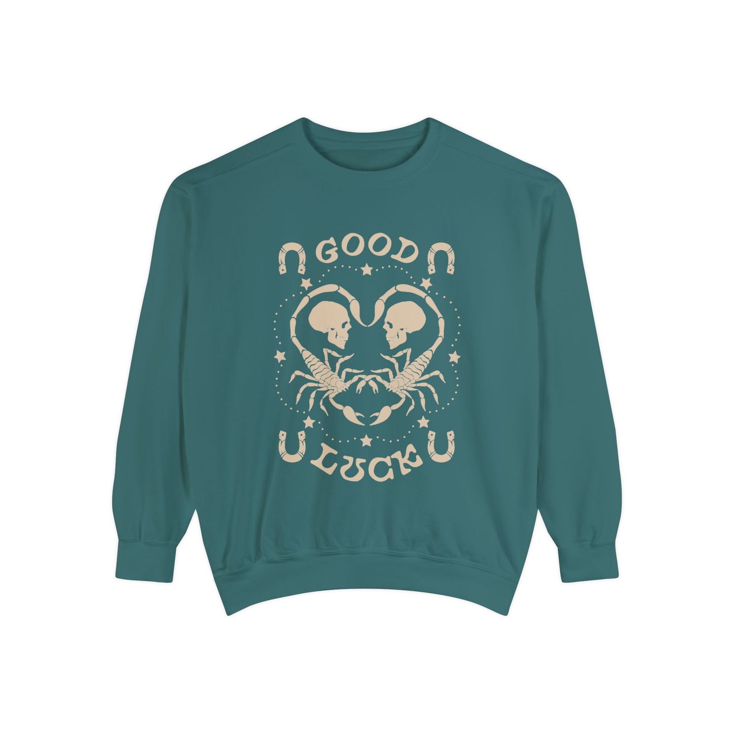 Good Luck Western Vintage Grunge Comfort Colors Garment Dyed Crewneck Sweatshirt