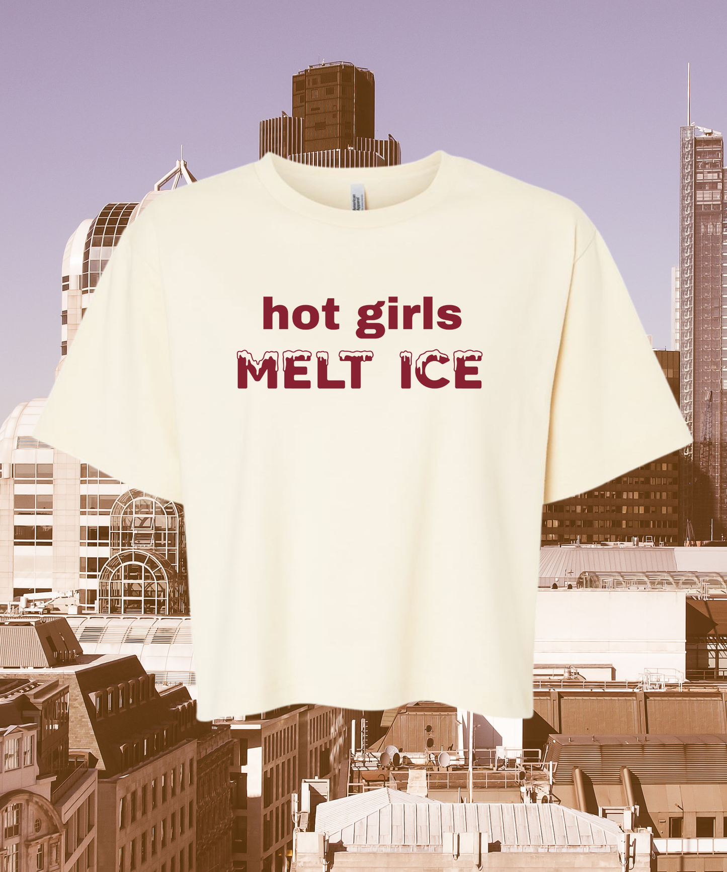 PRE-ORDER: Hot Girls Melt ICE Mid-crop Graphic Tee | Fundraiser ANTI ICE T-SHIRT
