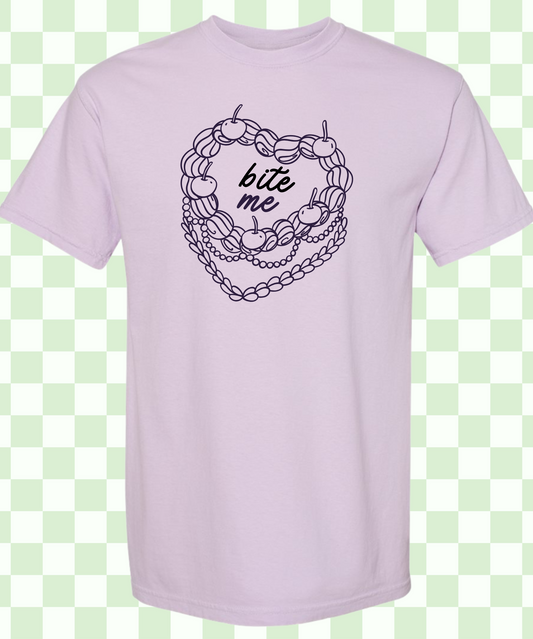 Bite Me Comfort Colors Orchid  T-Shirt Vintage Graphic Tee