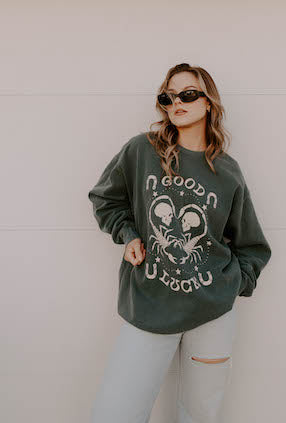 Good Luck Western Vintage Grunge Comfort Colors Garment Dyed Crewneck Sweatshirt