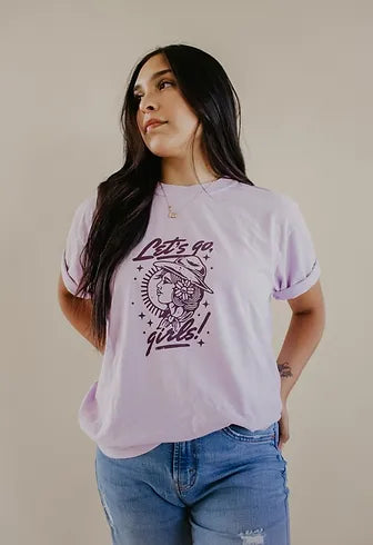 Let's Go Girls Comfort Colors Orchid T-Shirt Western Boho Graphic Tee