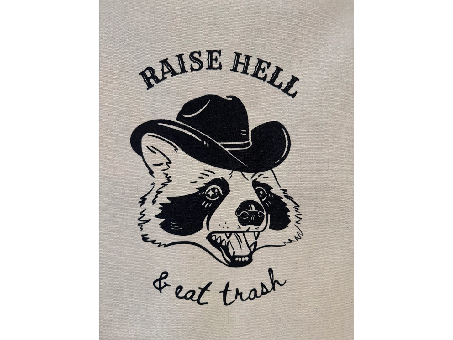 Raise Hell & Eat Trash Raccoon Canvas Banner | Funny Home Decor Wall Hanging