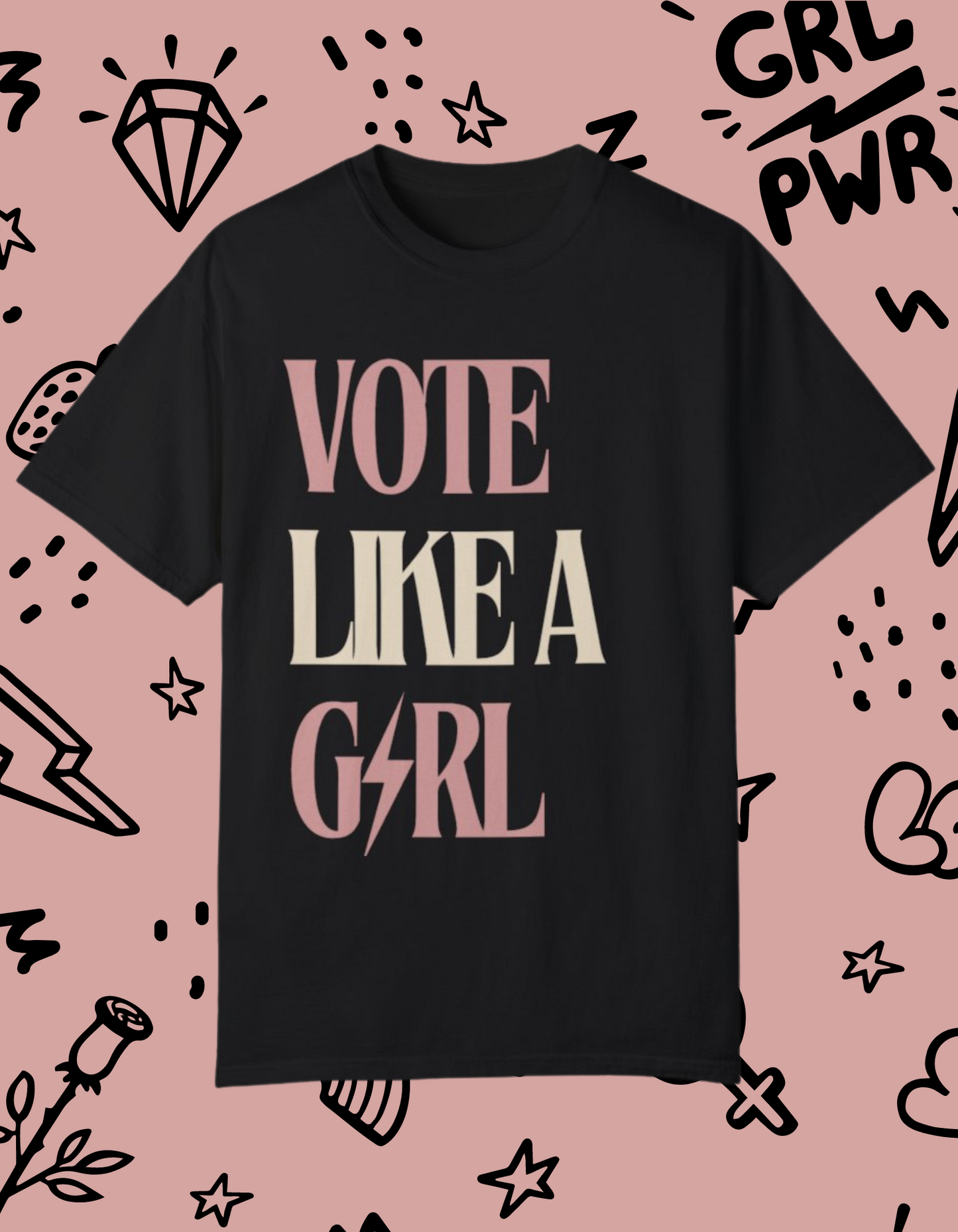 Vote Like a Girl Feminist Unisex Comfort Colors Vintage T-shirt