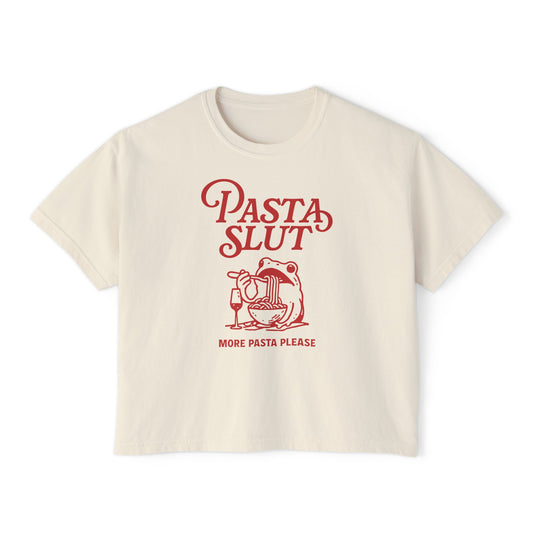 Pasta Slut Women's Boxy Crop Comfort Colors Tee