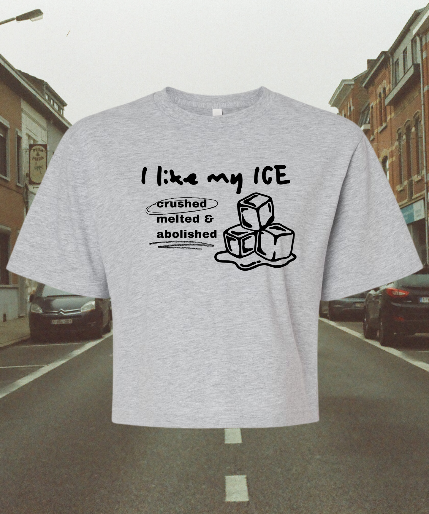 PRE-ORDER: I Like My ICE Melted Mid-crop Graphic Tee | Fundraiser ANTI ICE T-SHIRT