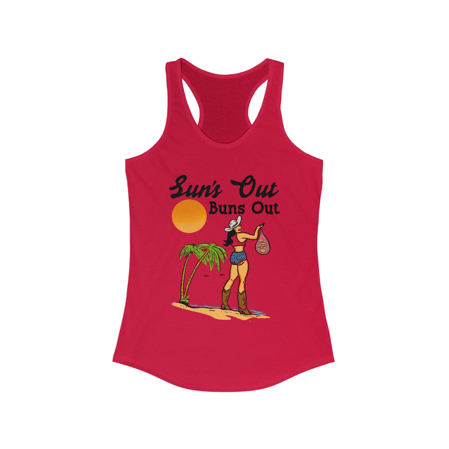 El Ray Art x Uncommon Wild Exclusive Suns Out Buns Out Women's Racerback Tank