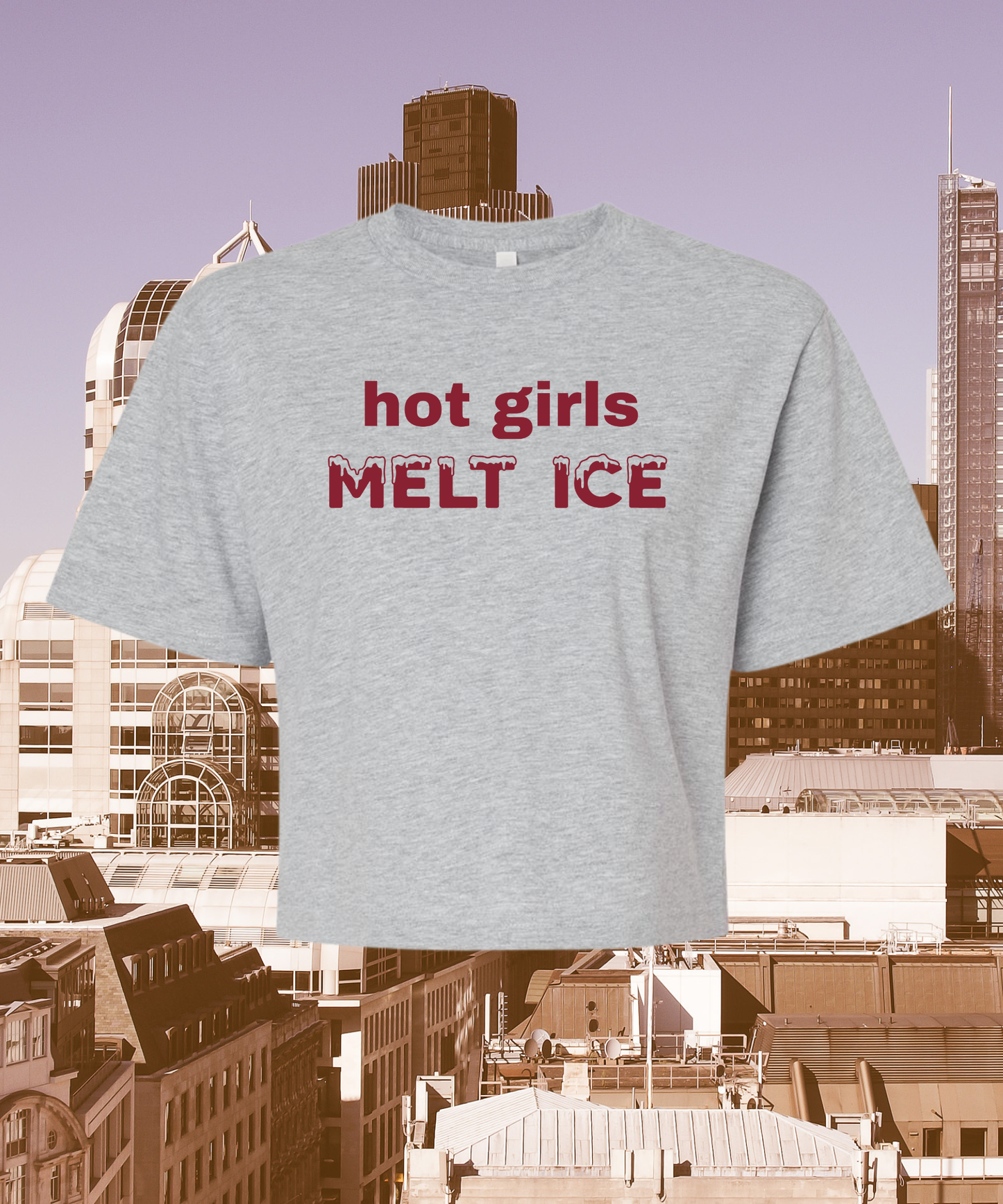 PRE-ORDER: Hot Girls Melt ICE Mid-crop Graphic Tee | Fundraiser ANTI ICE T-SHIRT