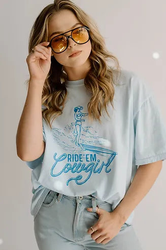 Cowgirl Summer Western Surfing Comfort Colors Graphic Tee