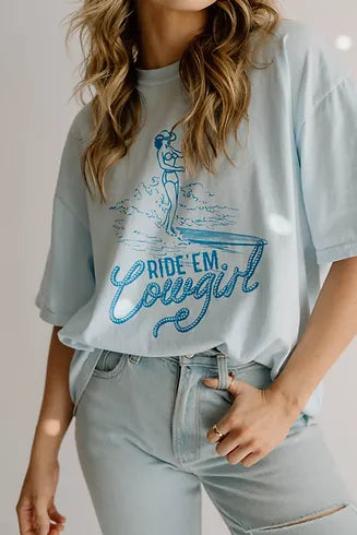 Cowgirl Summer Western Surfing Comfort Colors Graphic Tee