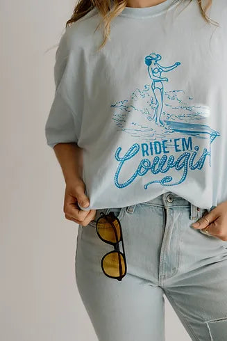 Cowgirl Summer Western Surfing Comfort Colors Graphic Tee