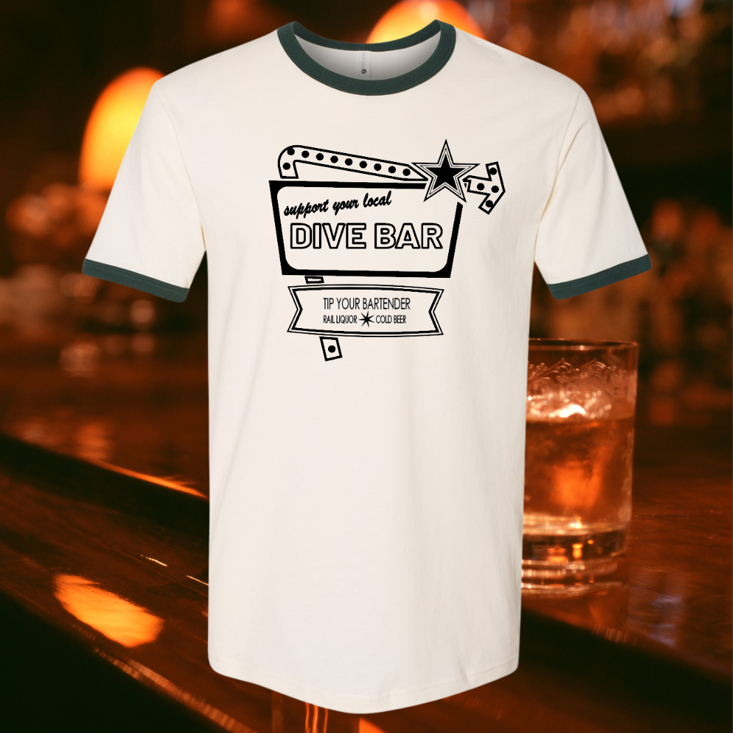 Support Your Local Dive Bar Vintage Ringer Tee