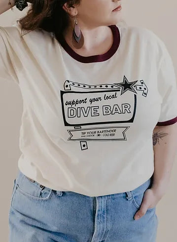 Support Your Local Dive Bar Vintage Ringer Tee