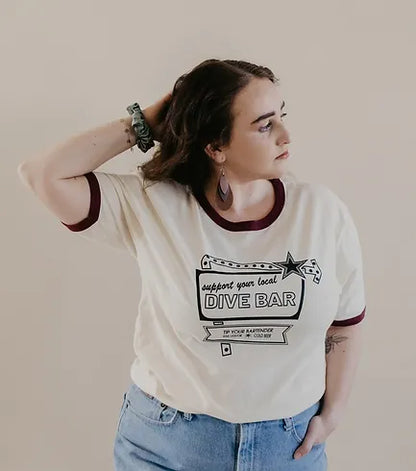 Support Your Local Dive Bar Vintage Ringer Tee