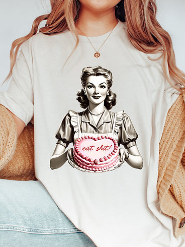 Eat Sh*t! Heart Cake Valentine's Day Retro Comfort Colors T-shirt