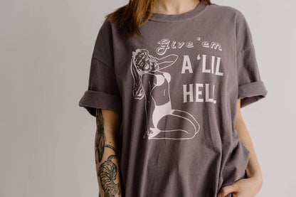 Give ‘em hell Retro Pinup Girl Comfort Colors Tee