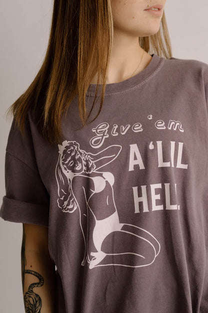 Give ‘em hell Retro Pinup Girl Comfort Colors Tee