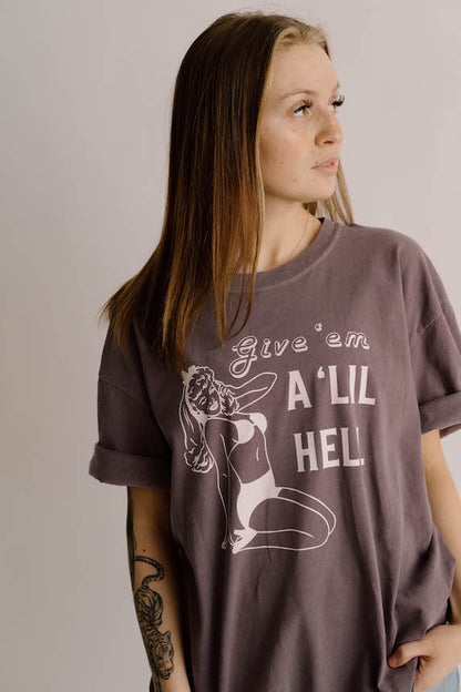 Give ‘em hell Retro Pinup Girl Comfort Colors Tee