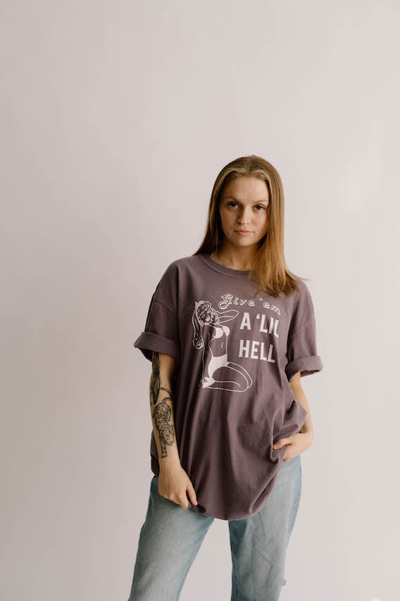 Give ‘em hell Retro Pinup Girl Comfort Colors Tee