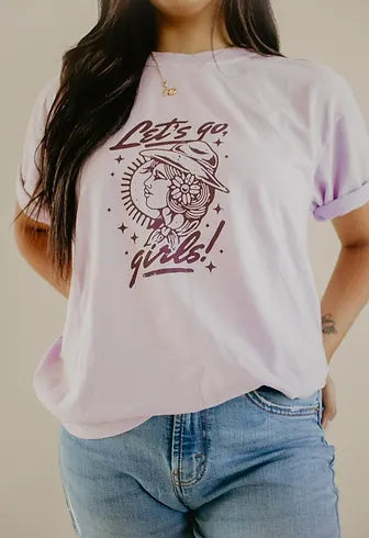 Let's Go Girls Comfort Colors Orchid  T-Shirt Western Boho Graphic Tee