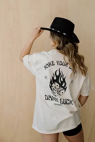 Make Your Own Damn Luck Vintage Western Grunge Comfort Colors Tee